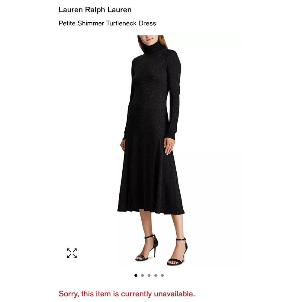 Lauren Ralph Lauren Petite Shimmer Turtleneck Cotton Dress‎ Size Small Petite